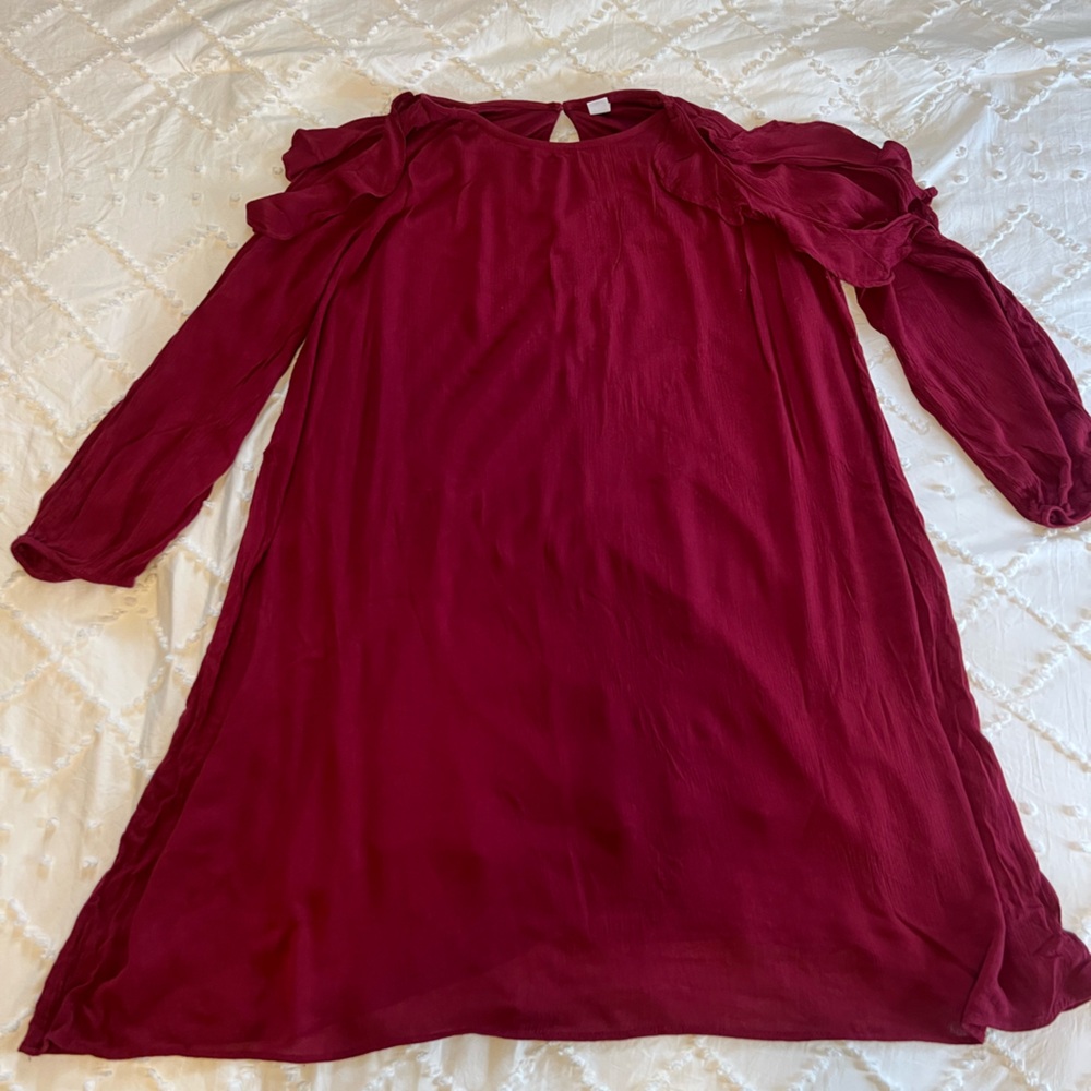 Old Navy Wine-Red Long Sleeve Dress